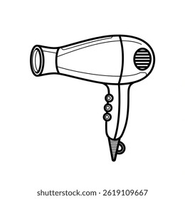 A black and white hair dryer isolated coloring page