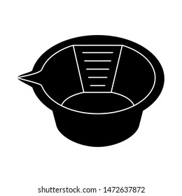 Black and white hair dye mixing bowl. Beauty salon tool. Hairdresser equipment vector illustration for icon, stamp, label, certificate, brochure, leaflet, poster, coupon or banner decoration