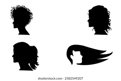 Black And White Hair Icon Vector EPS 4 Set