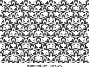 Black And White Half Circle Pattern. Vector