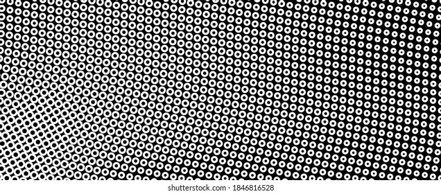 Black and white halftone. Abstract monochrome texture. Gradient background. Chaotic elements. Background for the site. Template for printing on t-shirts, business cards, posters, fabric