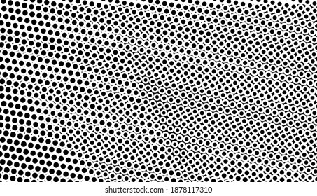 Black and white halftone. Abstract monochrome texture. Gradient background. Chaotic elements. Background for the site. Template for printing on t-shirts, business cards, posters, fabric
