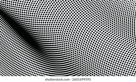 Black and white halftone abstract pattern for backdrop or fabric style