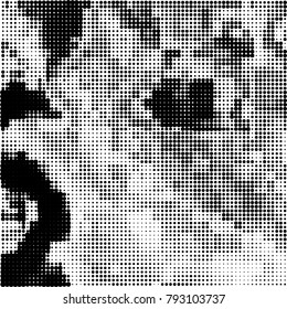 Black and white halftone. Abstract pattern monochrome vector. The texture of the spots of ink print and design