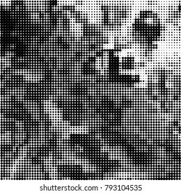 Black and white halftone. Abstract pattern monochrome vector. The texture of the spots of ink print and design