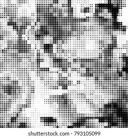 Black and white halftone. Abstract pattern monochrome vector. The texture of the spots of ink print and design