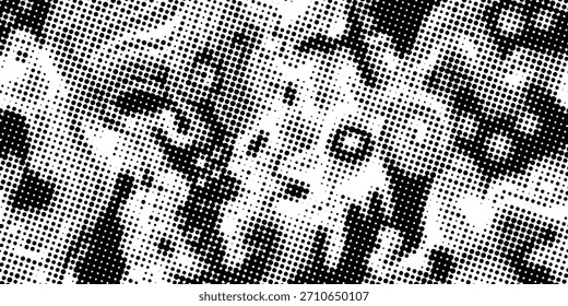 Patrón sin fisuras Abstractas semitono blanco y negro. Diseño moderno de moda en Ilustración vectorial
