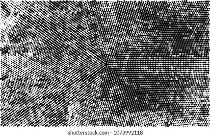 Black and white halftone. Abstract texture with radially spaced points