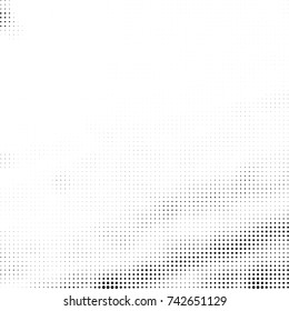 Black and white halftone. Abstract vector pattern of dots. Monochrome background from stains ink print