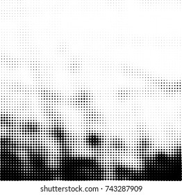 Black and white halftone. Abstract vector pattern of dots. Monochrome background from stains ink print