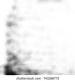 Black and white halftone. Abstract vector pattern of dots. Monochrome background from stains ink print