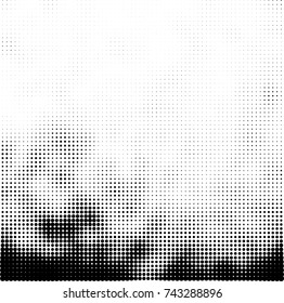 Black and white halftone. Abstract vector pattern of dots. Monochrome background from stains ink print