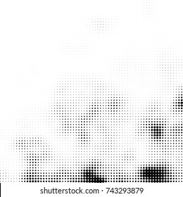 Black and white halftone. Abstract vector pattern of dots. Monochrome background from stains ink print