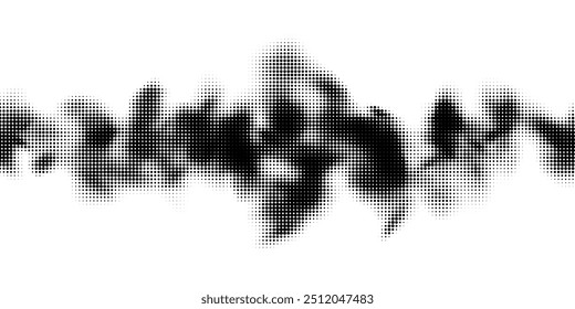 Fondo de semitono blanco y negro. Ilustración Abstractas de partículas redondas. Los puntos forman Imágenes sin forma. Gráficos de Vector.
