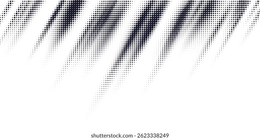 Black and white halftone background. Abstract illustration of round particles. The dots form shapeless images.
