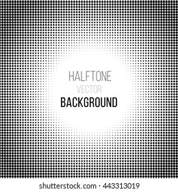 black and white halftone background with white frame for text