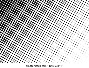 Black and White Halftone Background. Gradient Points Overlay. Distressed Pop-art Pattern. Vintage Dotted Texture. Vector illustration