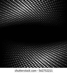 Black and white halftone background with perspective effect.