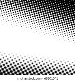 A black and white halftone background with plenty of copy space in vector format.