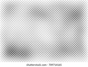 Black and White Halftone Background. Points Texture. Gradient Overlay. Fade Vintage Backdrop. Vector illustration