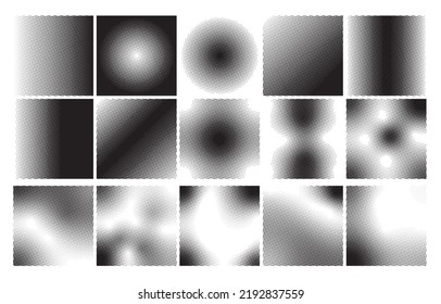 black and white halftone background set