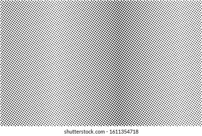 Black and white halftone background. Smooth vector half tone. Retro comic effect overlay. Horizontal dotted gradient. Dot pattern on transparent backdrop. Rough halftone texture design template