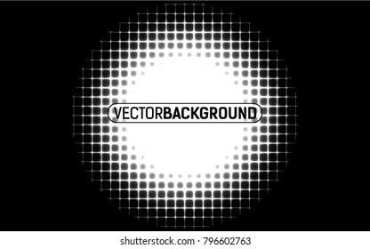 black and white halftone background with square dots