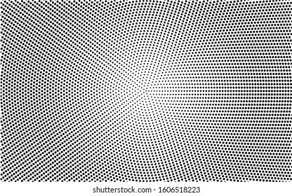 Black and white halftone background. Subtle vector half tone. Retro comic effect overlay. Centered dotted gradient. Dot pattern on transparent backdrop. Dynamic halftone texture for graphic design