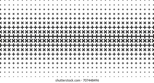 Black and white halftone cross pattern design background vector