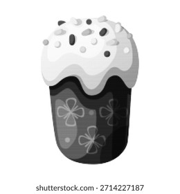 Cupcake de semitono blanco y negro con glaseado