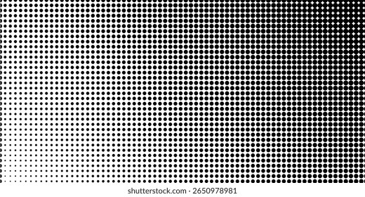Black and white halftone dot pattern background with smooth gradient transition