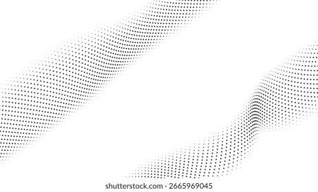 Padrão de ponto de meio-tom preto e branco com um efeito de gradiente ondulado dinâmico uma textura de fundo vetorial moderna e abstrata para projetos e papéis de parede contemporâneos