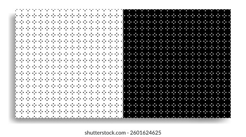 Black and white halftone dot patterns with geometric textures and seamless design. Perfect for backgrounds, digital designs, printing, abstract compositions, and modern visuals.