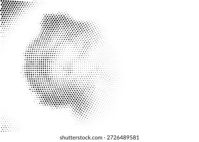 Black and white halftone dot silhouette curve with artistic depth abstract modern background Vector Illustration for editorial and branding use