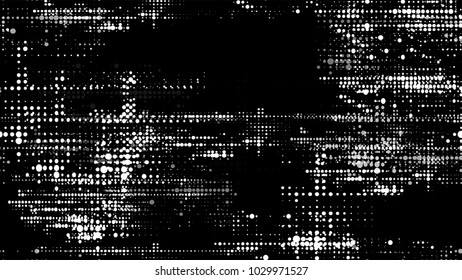 Black and White Halftone Dots in Grunge Brush Style. Vintage Dirty Dotted Seamless Pattern. Dirty Weathered Style Texture. Noise Fashion Print Design Background.
