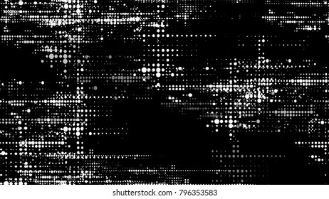 Black and White Halftone Dots in Grunge Brush Style. Retro Spotted Seamless Pattern. Splatter Style Texture. Noise Fashion Print Design Background.