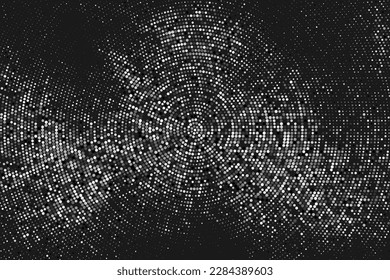 Black And White Halftone Dotted Backdrop.Monochrome Pop Art Style Background. Silver Explosion Of Confetti. Digitally Generated Image. Vector Illustration, Eps 10. 