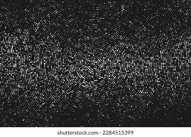 Black And White Halftone Dotted Backdrop.Monochrome Pop Art Style Background. Silver Explosion Of Confetti. Digitally Generated Image. Vector Illustration, Eps 10. 