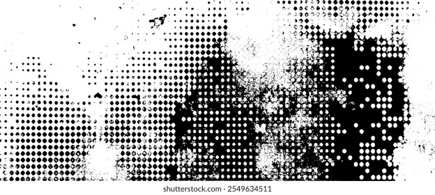 Fondo punteado de semitono blanco y negro, patrón de movimiento de puntos cómicos de dibujos animados pop monocromo.	