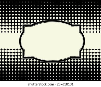 Black and white halftone dotted background and frame