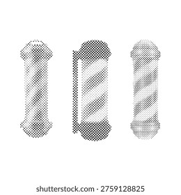 Black and White Halftone Dotted Barber Pole Silhouette for Hair Salon