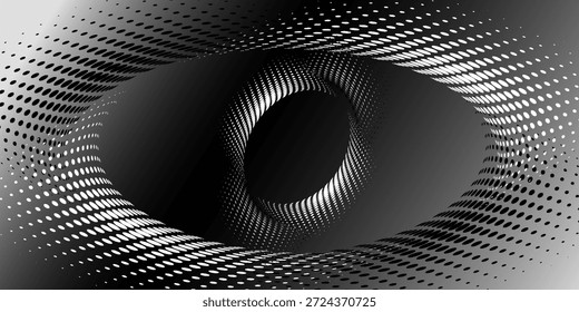 Fondo de textura de gradiente de patrón de semitono blanco y negro. Gradiente blanco de Vector Abstractas con marco circular de semitono.