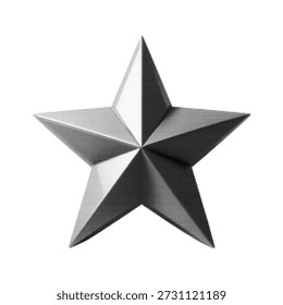Ilustración de estrella de cinco puntos en blanco y negro con facetas geométricas. Símbolo de estrella punteada monocromo mínimo para diseño, marca, calificación, insignia, logotipo, cartel y Uso editorial.