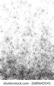 Pontos grunge de meio-tom preto e branco formando fundo texturizado abstrato, perfeito para cartazes, design retro, sobreposições e arte digital.