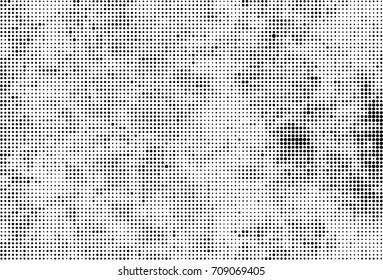 Black and white halftone. Grunge texture abstract. Monochrome background for printing and design. Round particles backdrop. Ink dots texturedesign element