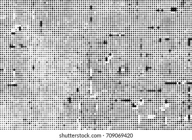 Black and white halftone. Grunge texture abstract. Monochrome background for printing and design. Round particles backdrop. Ink dots texturedesign element