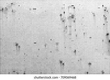 Black and white halftone. Grunge texture abstract. Monochrome background for printing and design. Round particles backdrop. Ink dots texturedesign element