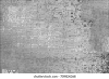 Black and white halftone. Grunge texture abstract. Monochrome background for printing and design. Round particles backdrop. Ink dots texturedesign element