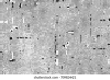 Black and white halftone. Grunge texture abstract. Monochrome background for printing and design. Round particles backdrop. Ink dots texturedesign element