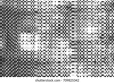Black and white halftone. Grunge texture abstract. Monochrome background for printing and design. Round particles backdrop. Ink dots texturedesign element